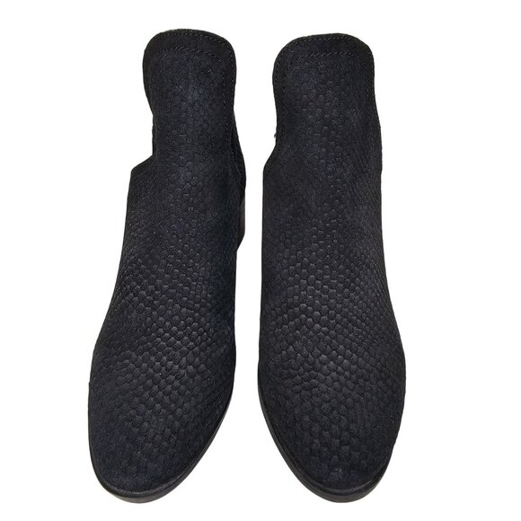 Coconuts By Matisse Side Cut Suede Heeled Booties Textured‎ Leather Black 8M - Picture 3 of 11